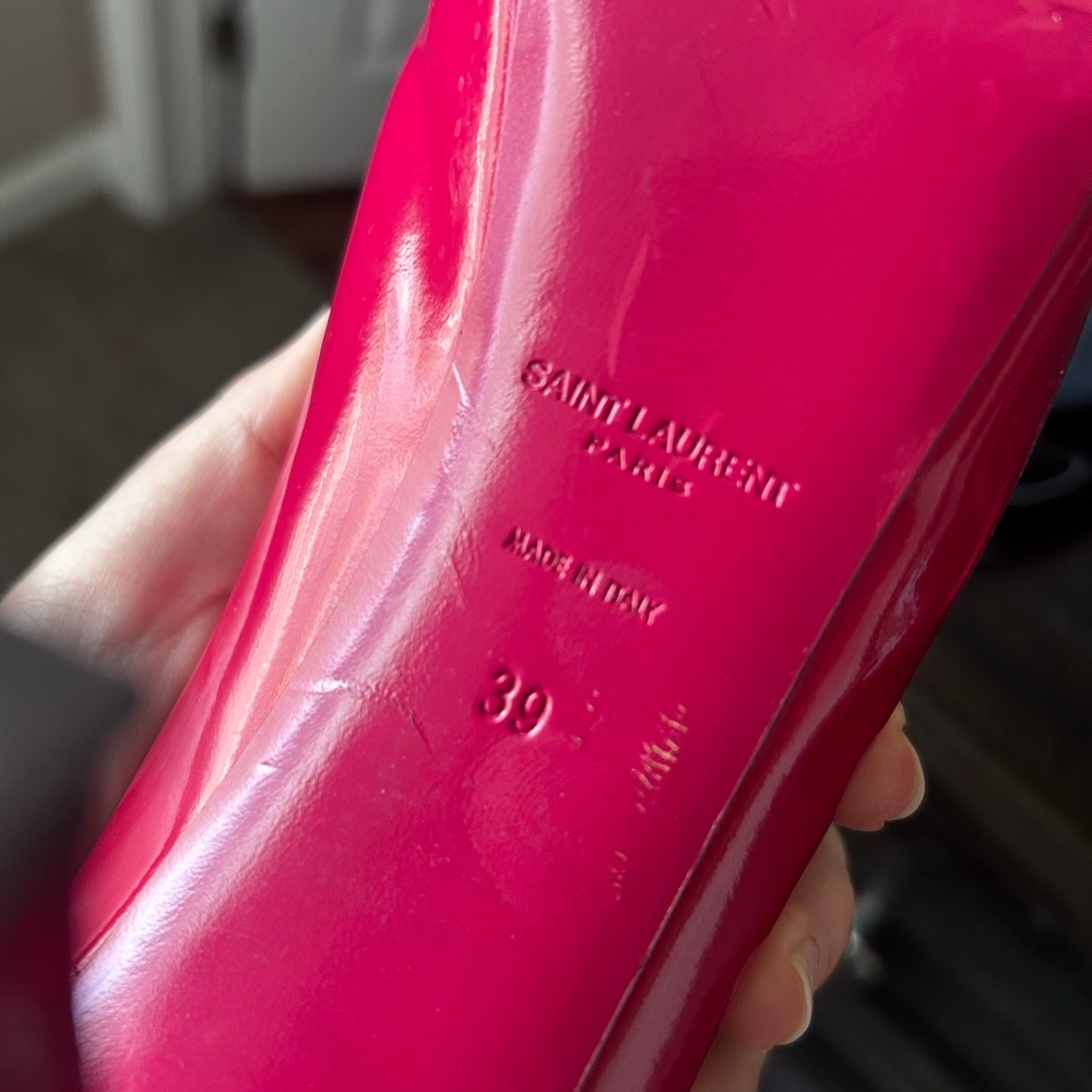 YSL Tribtoo bright pink patent leather heels - Picture 8 of 10